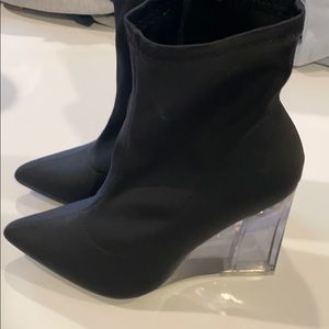 Super fun glass heel boots - brand new!